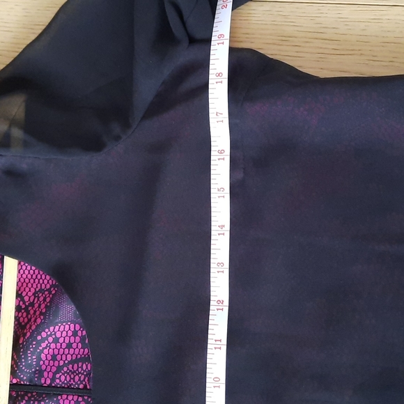 LUCCA COUTURE Sheer Mini Dress Sz Med With Lace Trim and Pink Design Lining - Picture 7 of 8